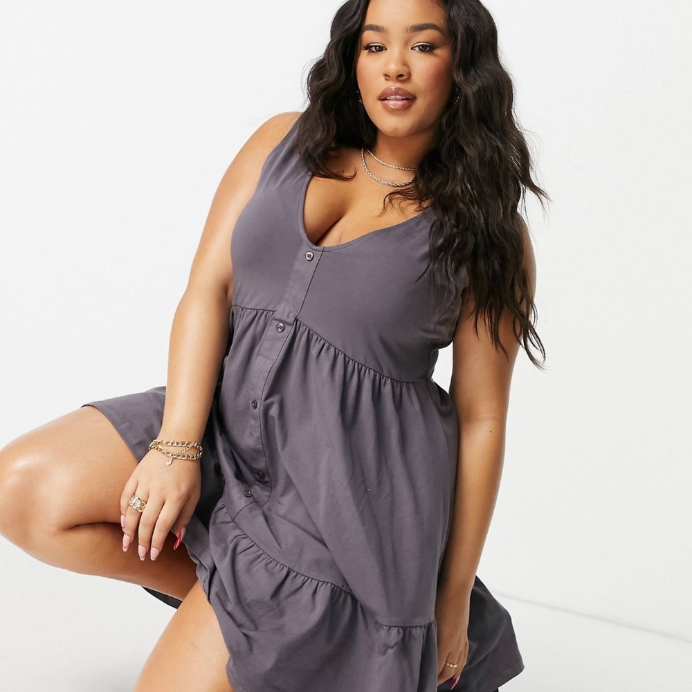 ASOS DESIGN curve button smock dress